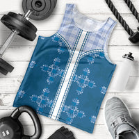 Blue Hawaii Paniolo Quilt Motif Men Tank Top LT05 - Polynesian Pride