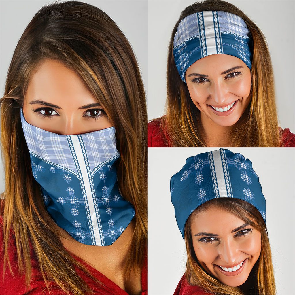 Blue Hawaii Paniolo Quilt Motif Neck Gaiter LT05 - Polynesian Pride