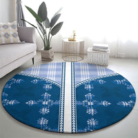 Blue Hawaii Paniolo Quilt Motif Round Carpet LT05 - Polynesian Pride