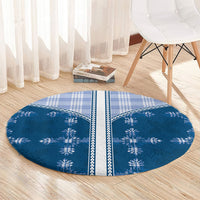 Blue Hawaii Paniolo Quilt Motif Round Carpet LT05 - Polynesian Pride