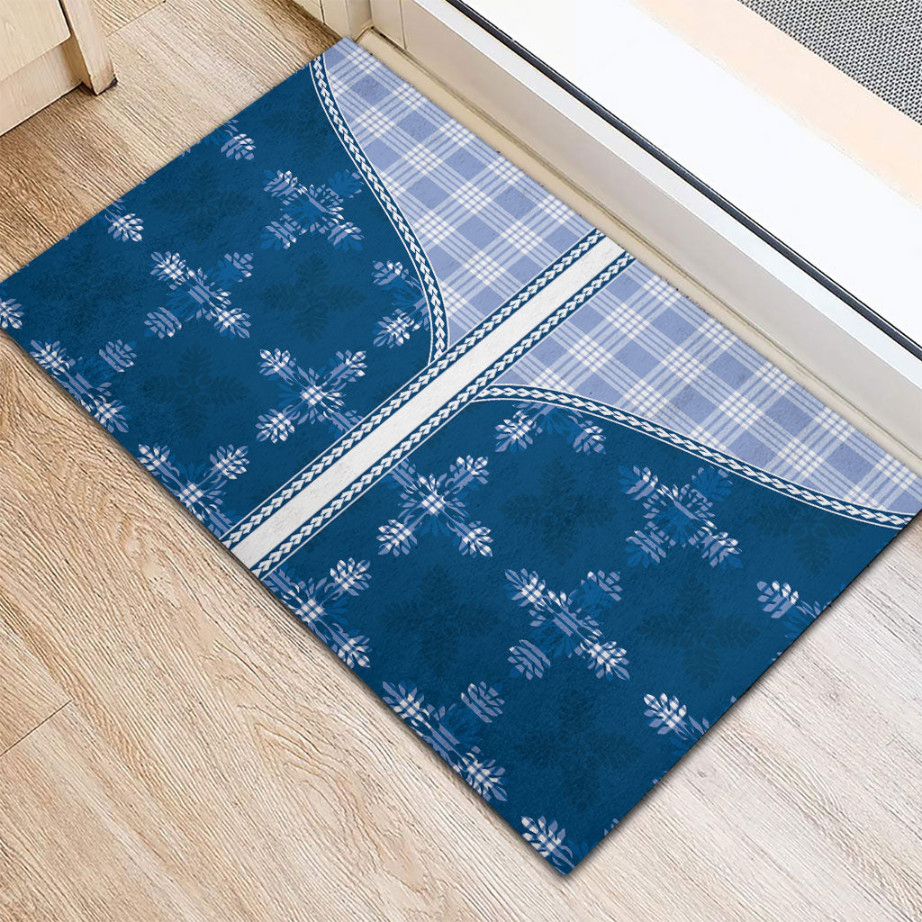 Blue Hawaii Paniolo Quilt Motif Rubber Doormat LT05 - Polynesian Pride