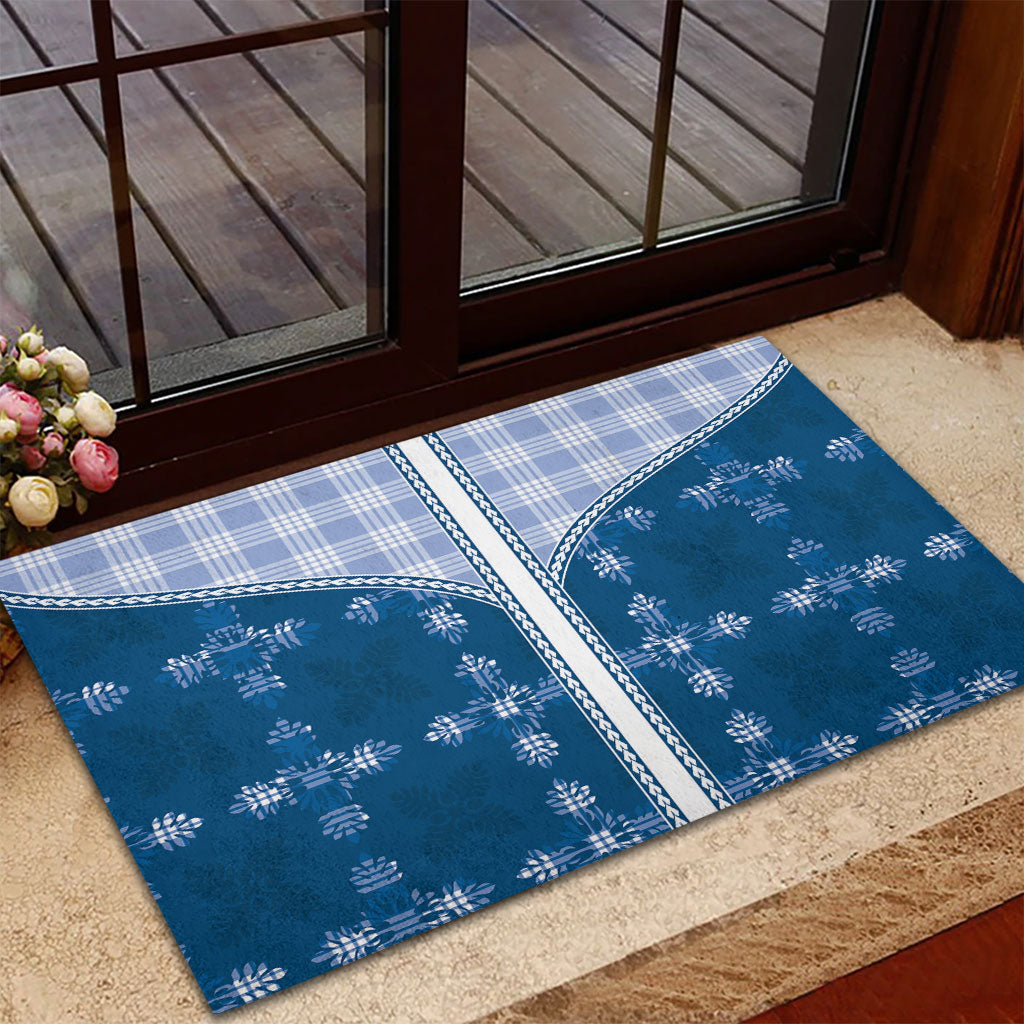 Blue Hawaii Paniolo Quilt Motif Rubber Doormat LT05 - Polynesian Pride