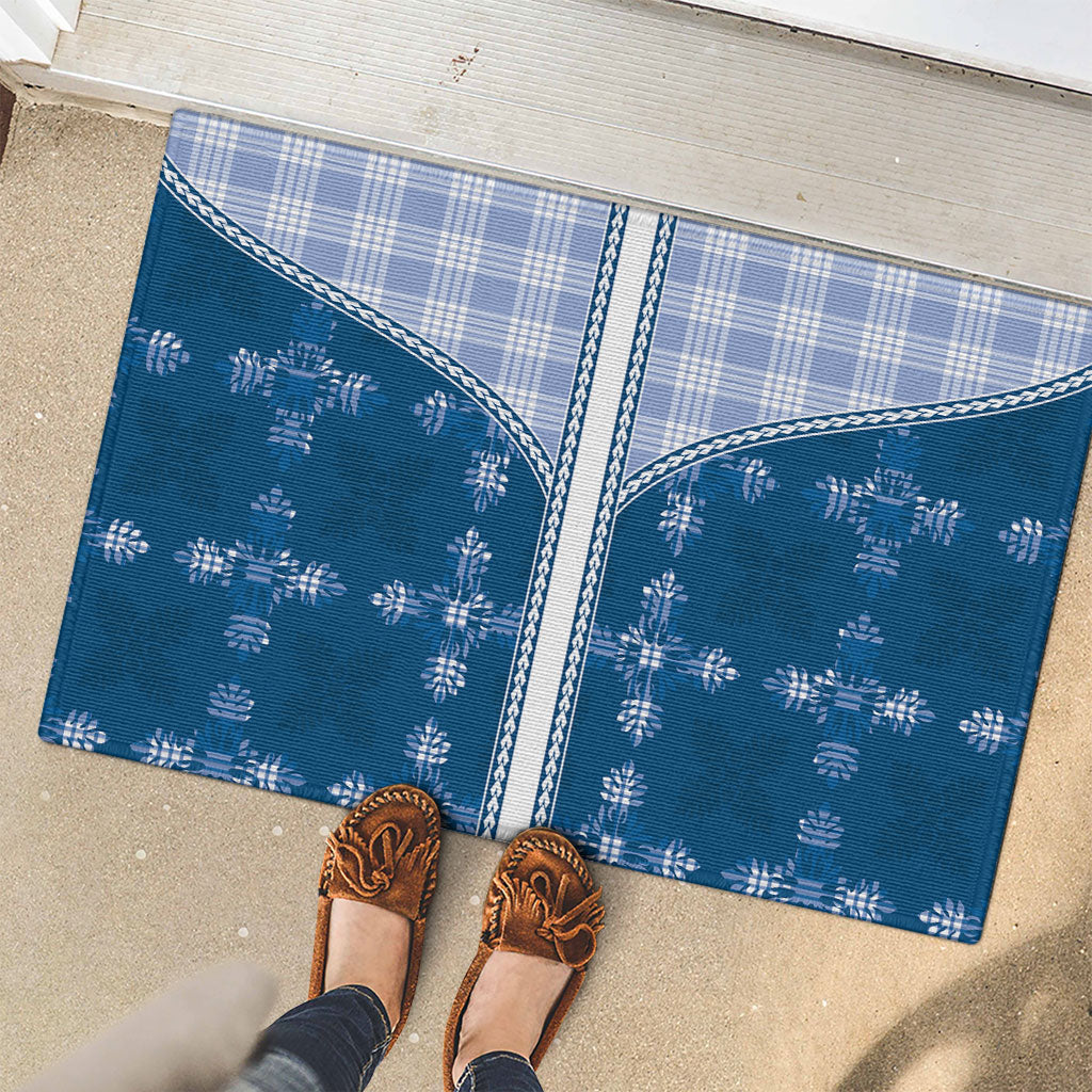 Blue Hawaii Paniolo Quilt Motif Rubber Doormat LT05 - Polynesian Pride