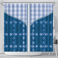 Blue Hawaii Paniolo Quilt Motif Shower Curtain LT05 - Polynesian Pride