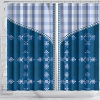 Blue Hawaii Paniolo Quilt Motif Shower Curtain LT05 - Polynesian Pride