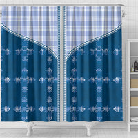 Blue Hawaii Paniolo Quilt Motif Shower Curtain LT05 - Polynesian Pride