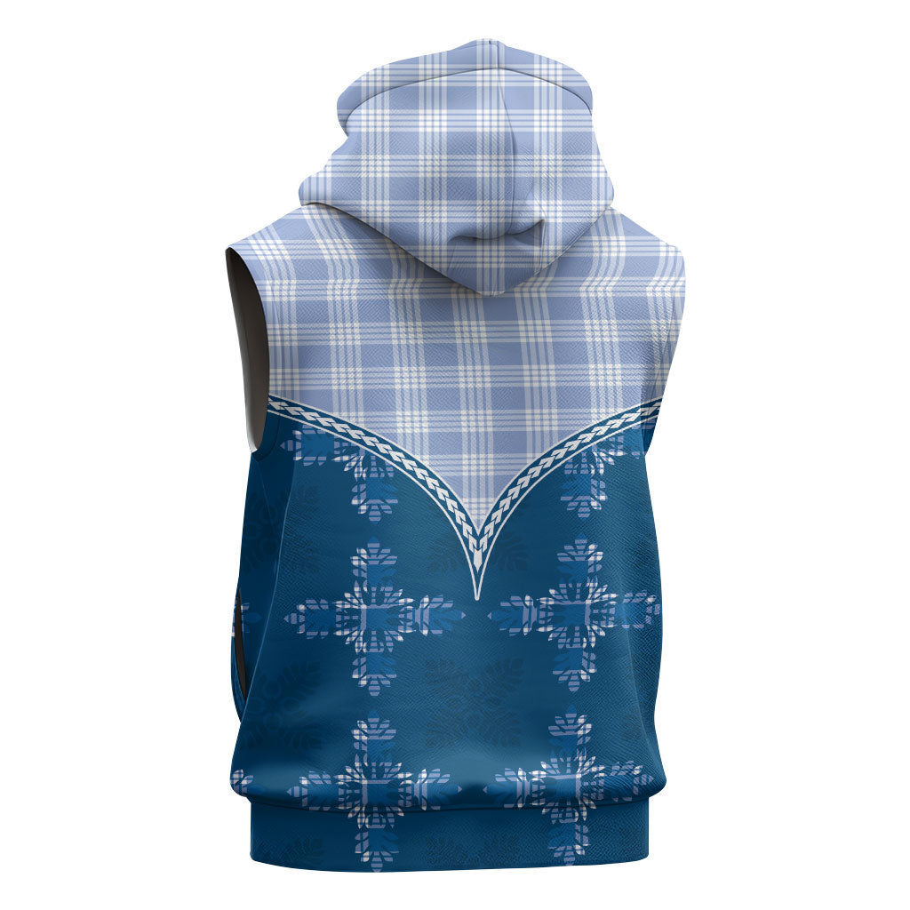 Blue Hawaii Paniolo Quilt Motif Sleeveless Hoodie LT05 - Polynesian Pride