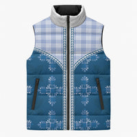 Blue Hawaii Paniolo Quilt Motif Sleeveless Puffer Jacket LT05 Unisex Blue - Polynesian Pride