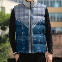 Blue Hawaii Paniolo Quilt Motif Sleeveless Puffer Jacket LT05 - Polynesian Pride