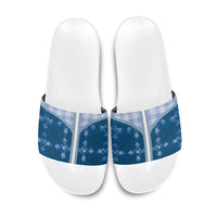 Blue Hawaii Paniolo Quilt Motif Slide Sandals LT05 Blue - Polynesian Pride