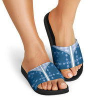 Blue Hawaii Paniolo Quilt Motif Slide Sandals LT05 - Polynesian Pride