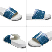 Blue Hawaii Paniolo Quilt Motif Slide Sandals LT05 - Polynesian Pride