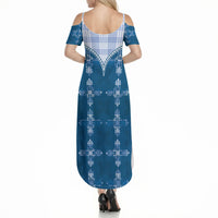 Blue Hawaii Paniolo Quilt Motif Summer Maxi Dress LT05 - Polynesian Pride