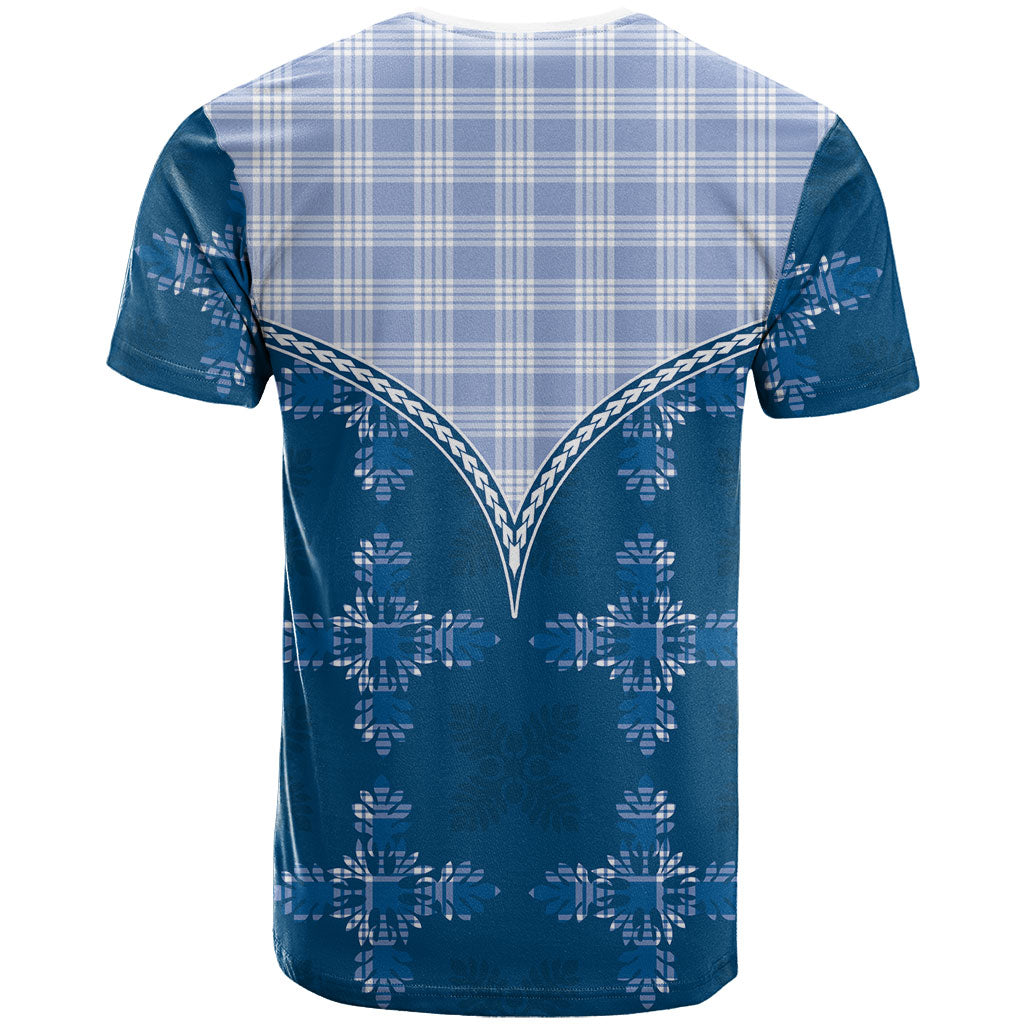 Blue Hawaii Paniolo Quilt Motif T Shirt LT05 - Polynesian Pride