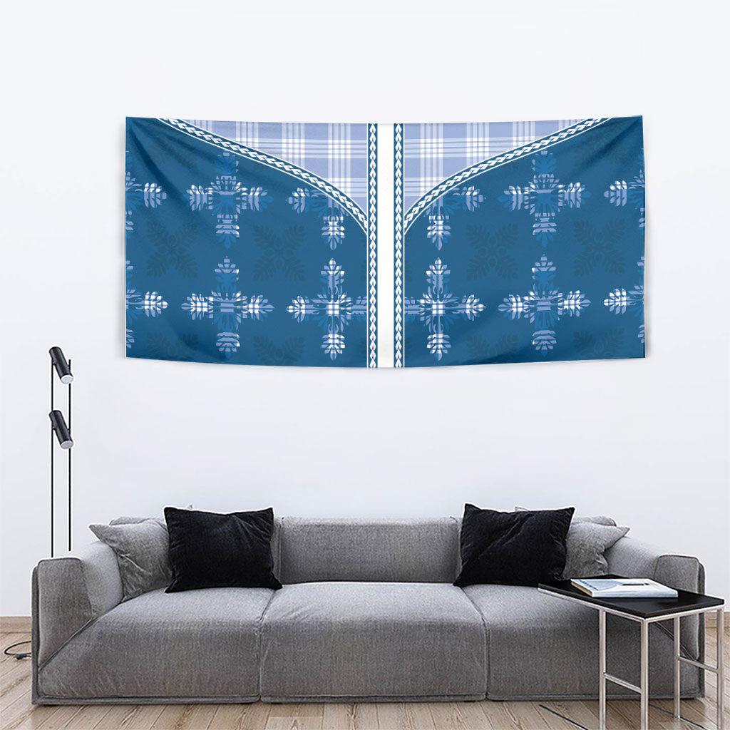 Blue Hawaii Paniolo Quilt Motif Tapestry LT05 - Polynesian Pride