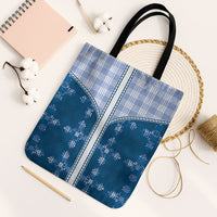 Blue Hawaii Paniolo Quilt Motif Tote Bag LT05 Black Strap One Size Blue - Polynesian Pride
