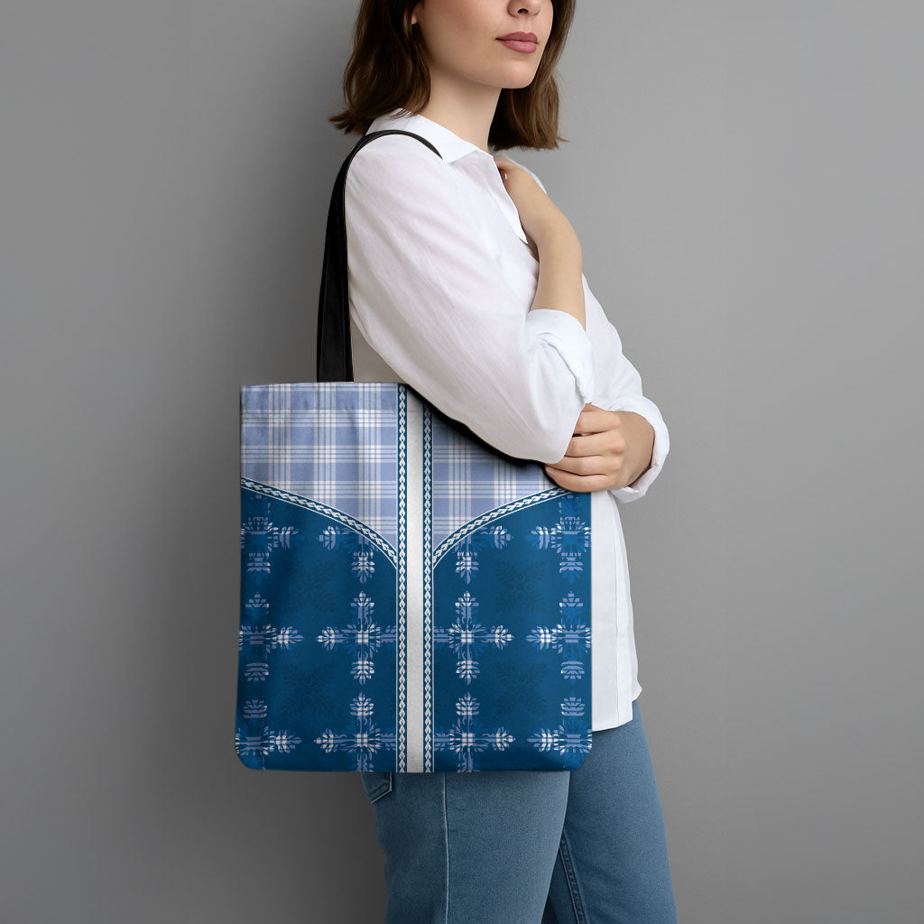 Blue Hawaii Paniolo Quilt Motif Tote Bag LT05 - Polynesian Pride