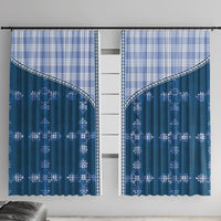 Blue Hawaii Paniolo Quilt Motif Window Curtain LT05 With Hooks Blue - Polynesian Pride