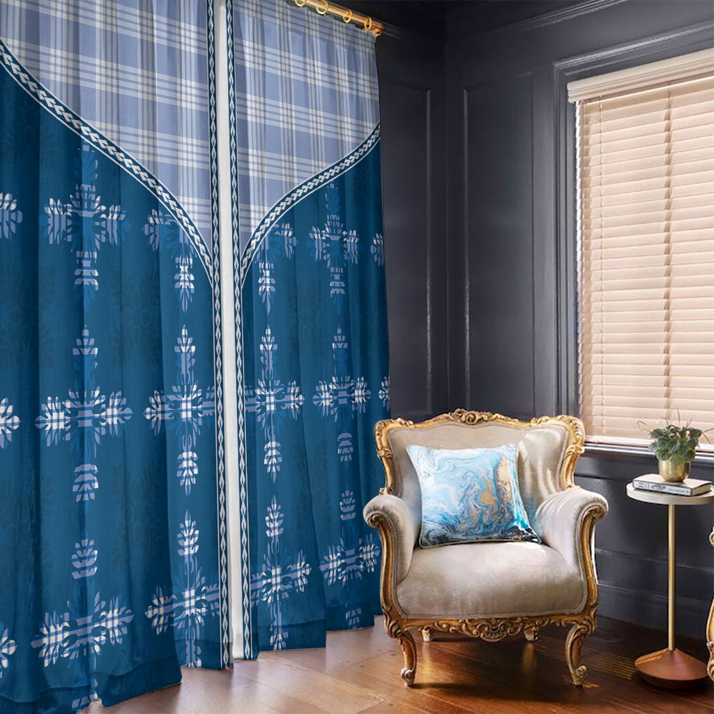 Blue Hawaii Paniolo Quilt Motif Window Curtain LT05 - Polynesian Pride