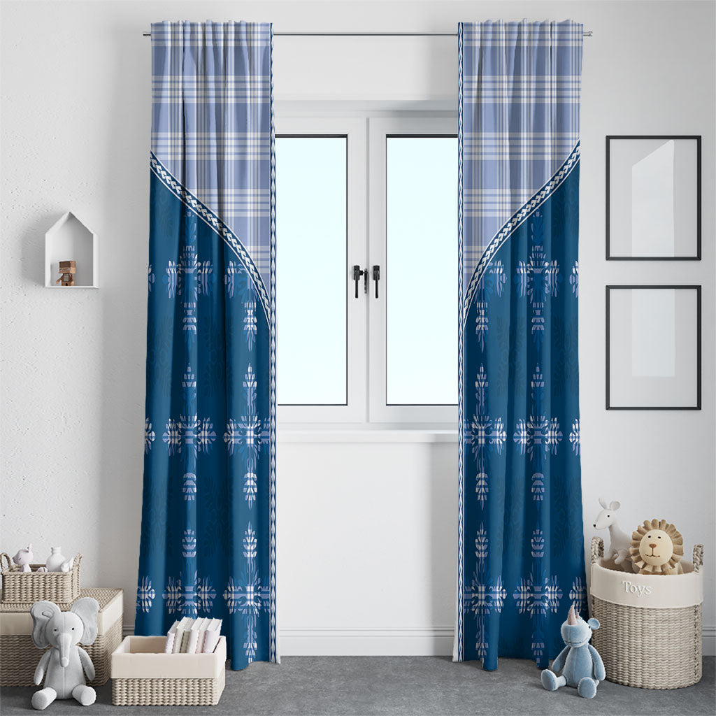 Blue Hawaii Paniolo Quilt Motif Window Curtain LT05 - Polynesian Pride