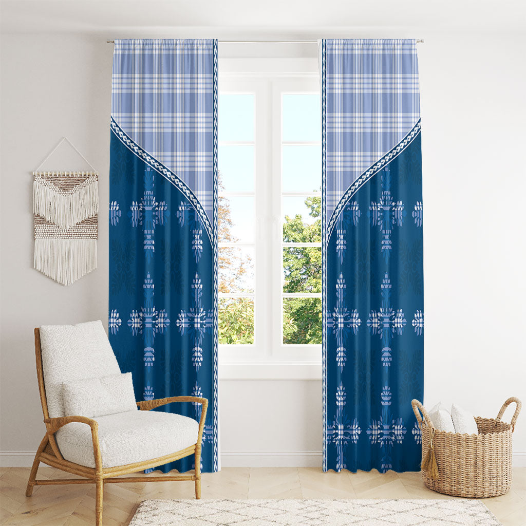 Blue Hawaii Paniolo Quilt Motif Window Curtain LT05 - Polynesian Pride
