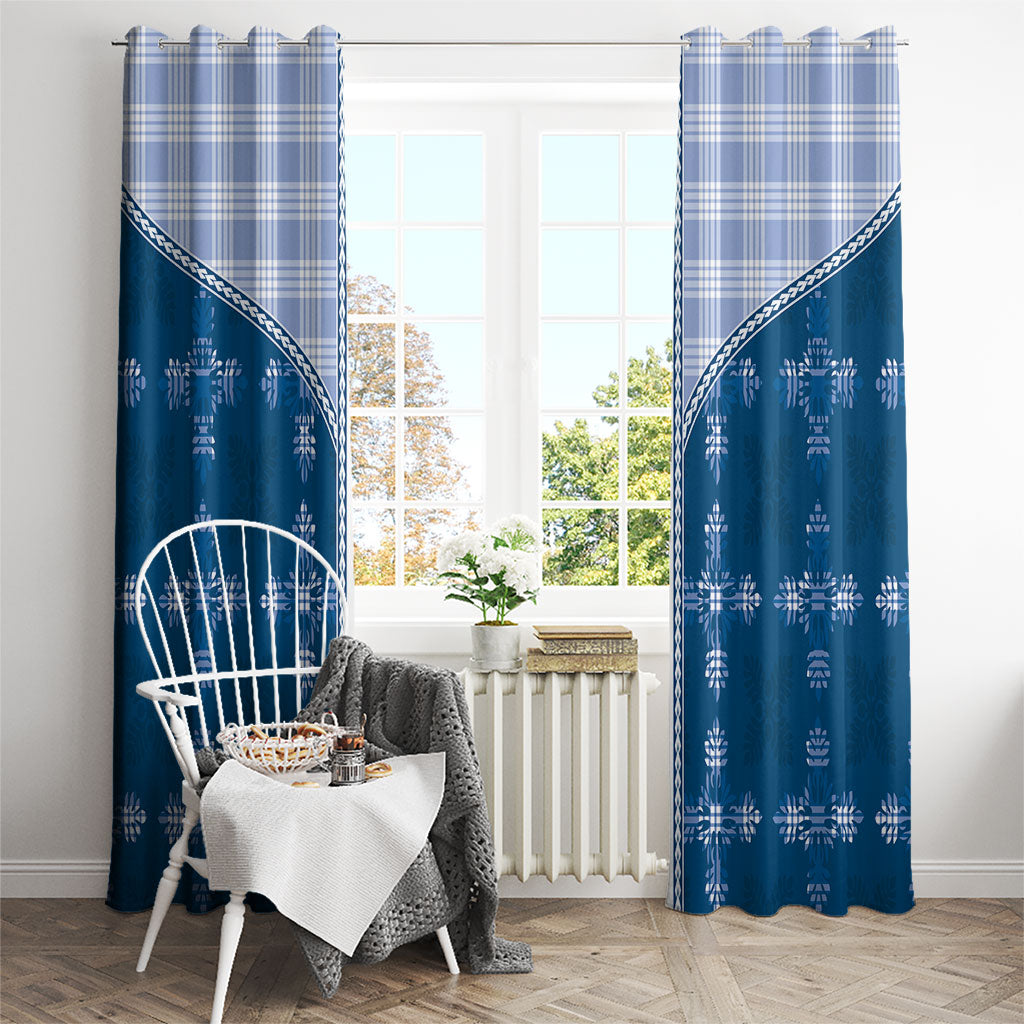 Blue Hawaii Paniolo Quilt Motif Window Curtain LT05 - Polynesian Pride