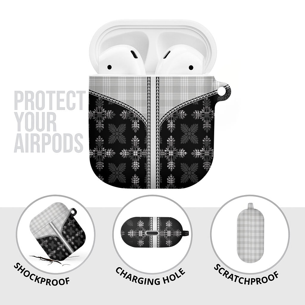 Black Hawaii Paniolo Quilt Motif AirPods Case LT05 - Polynesian Pride