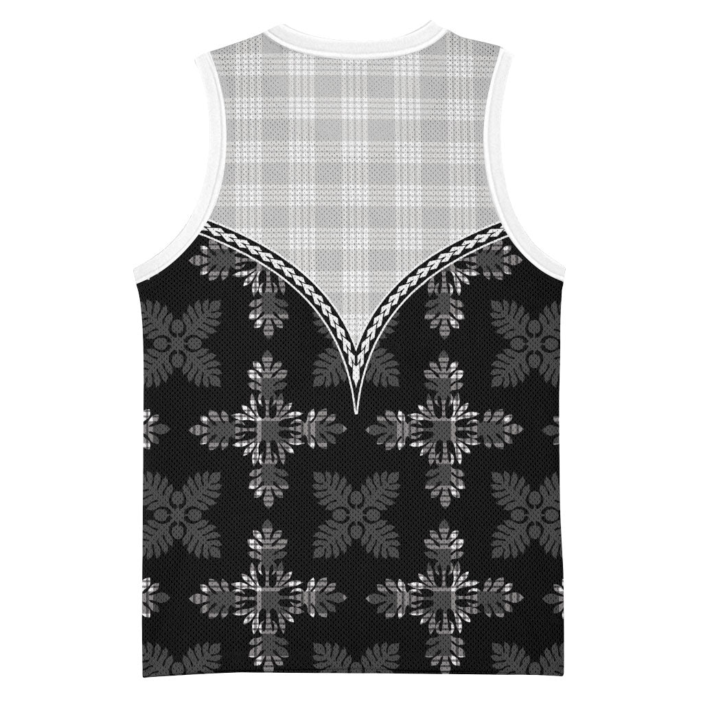 Black Hawaii Paniolo Quilt Motif Basketball Jersey LT05 - Polynesian Pride