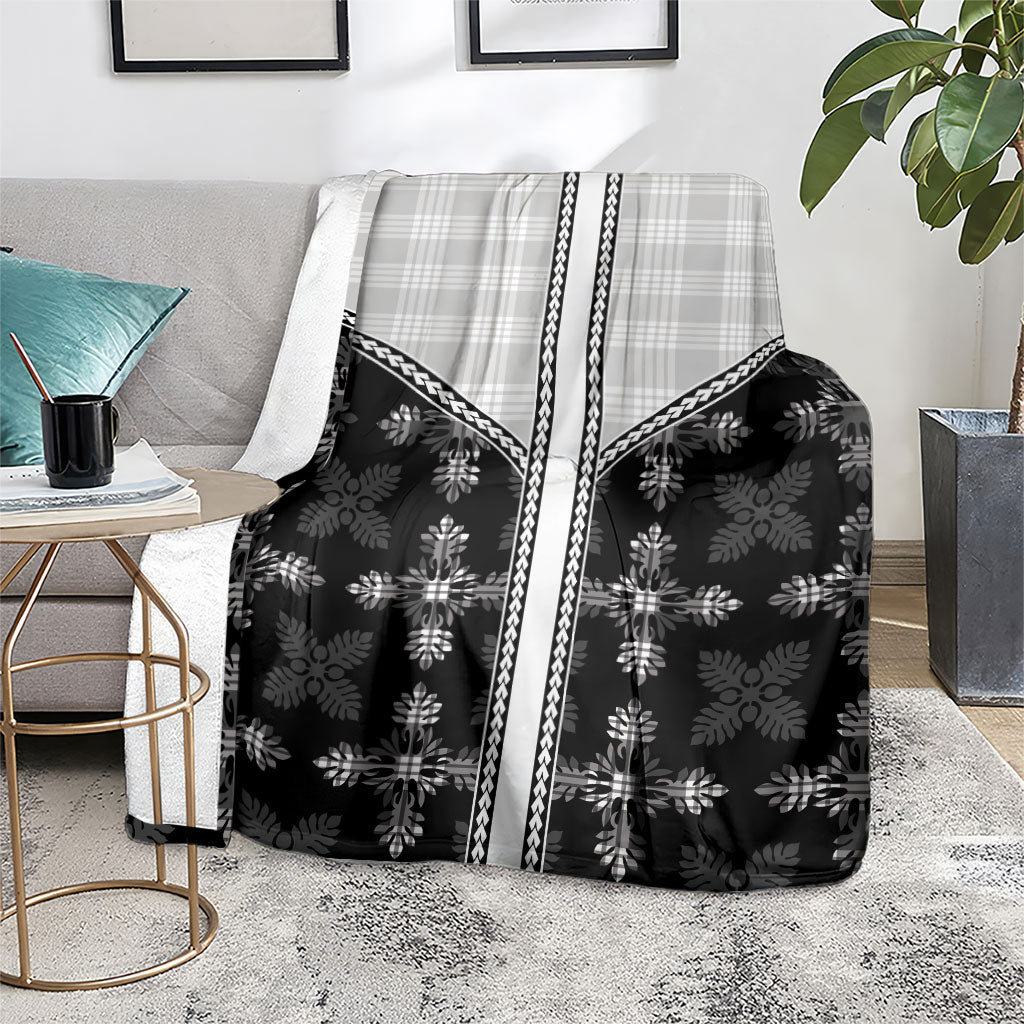 Black Hawaii Paniolo Quilt Motif Blanket LT05 - Polynesian Pride