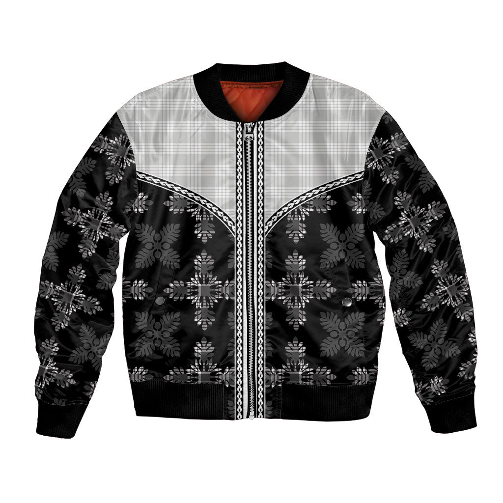 Black Hawaii Paniolo Quilt Motif Bomber Jacket LT05 Unisex Black - Polynesian Pride