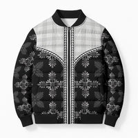Black Hawaii Paniolo Quilt Motif Bomber Puffer Jacket LT05 Unisex Black - Polynesian Pride