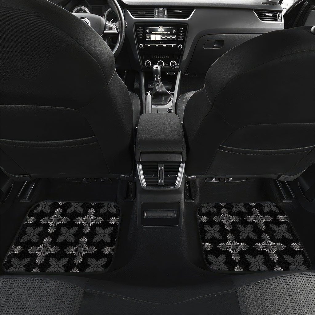Black Hawaii Paniolo Quilt Motif Car Mats LT05 Set 2pcs - Back Black - Polynesian Pride