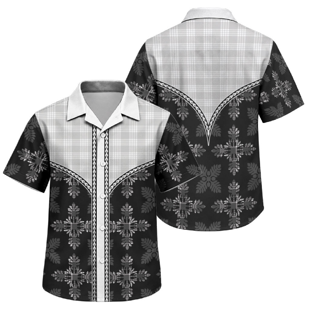 Black Hawaii Paniolo Quilt Motif Family Matching Tank Maxi Dress and Hawaiian Shirt LT05 Son's Shirt Black - Polynesian Pride