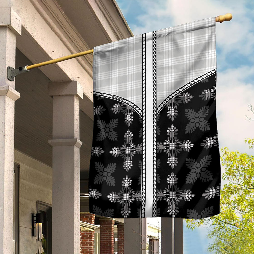 Black Hawaii Paniolo Quilt Motif Garden Flag LT05 House Flag Black - Polynesian Pride