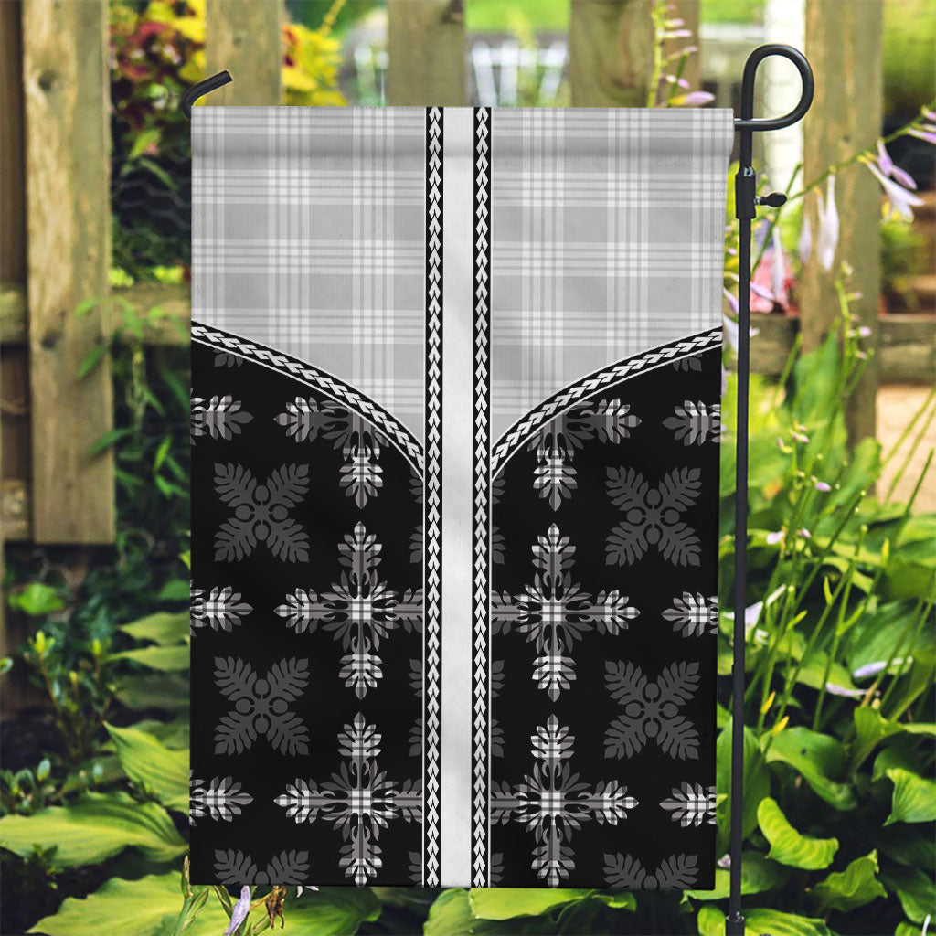 Black Hawaii Paniolo Quilt Motif Garden Flag LT05 Garden Flag Black - Polynesian Pride