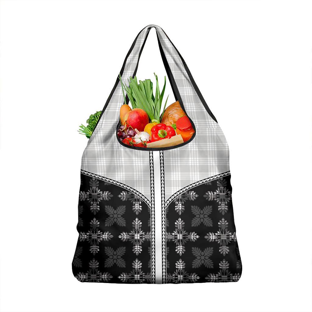 Black Hawaii Paniolo Quilt Motif Grocery Bag LT05 1-pack One Size Black - Polynesian Pride