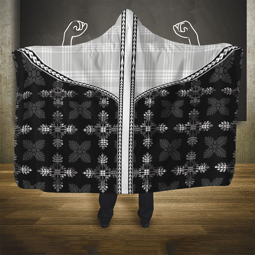 Black Hawaii Paniolo Quilt Motif Hooded Blanket LT05 - Polynesian Pride