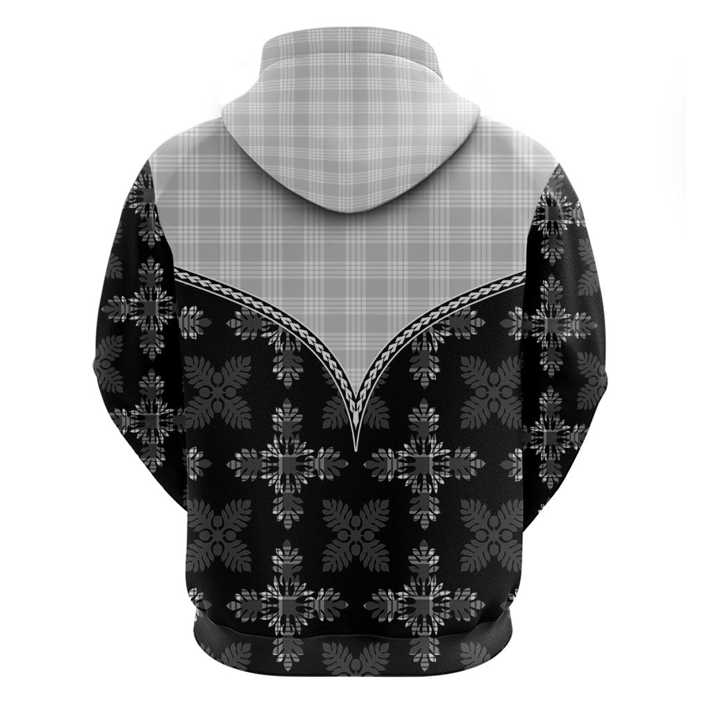 Black Hawaii Paniolo Quilt Motif Hoodie LT05 - Polynesian Pride