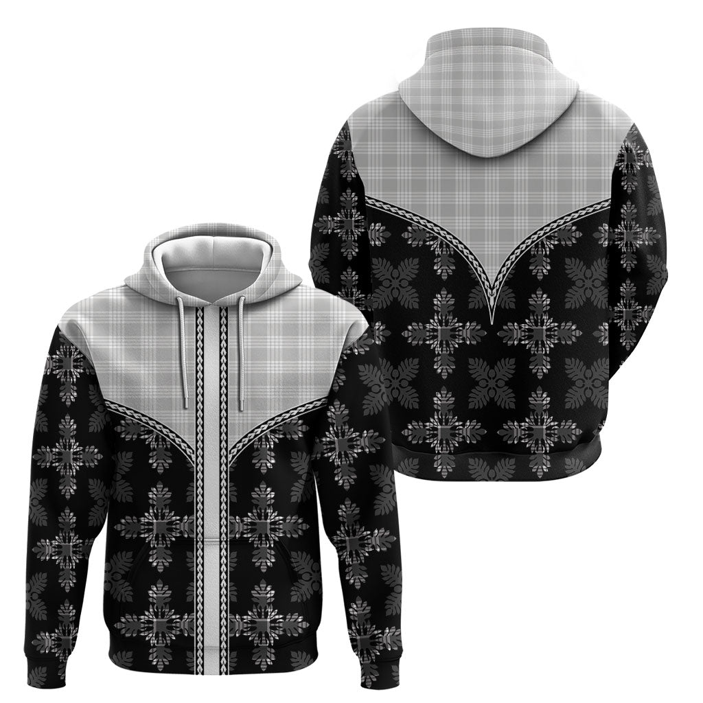 Black Hawaii Paniolo Quilt Motif Hoodie LT05 - Polynesian Pride