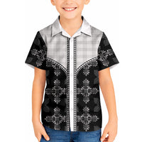 Black Hawaii Paniolo Quilt Motif Kid Hawaiian Shirt LT05 Kid Black - Polynesian Pride