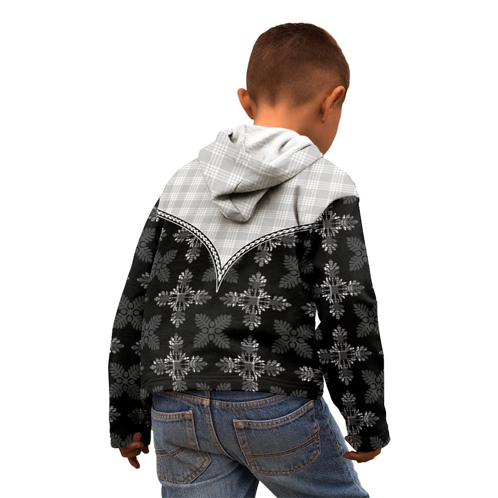 Black Hawaii Paniolo Quilt Motif Kid Hoodie LT05 - Polynesian Pride