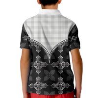 Black Hawaii Paniolo Quilt Motif Kid Polo Shirt LT05 - Polynesian Pride