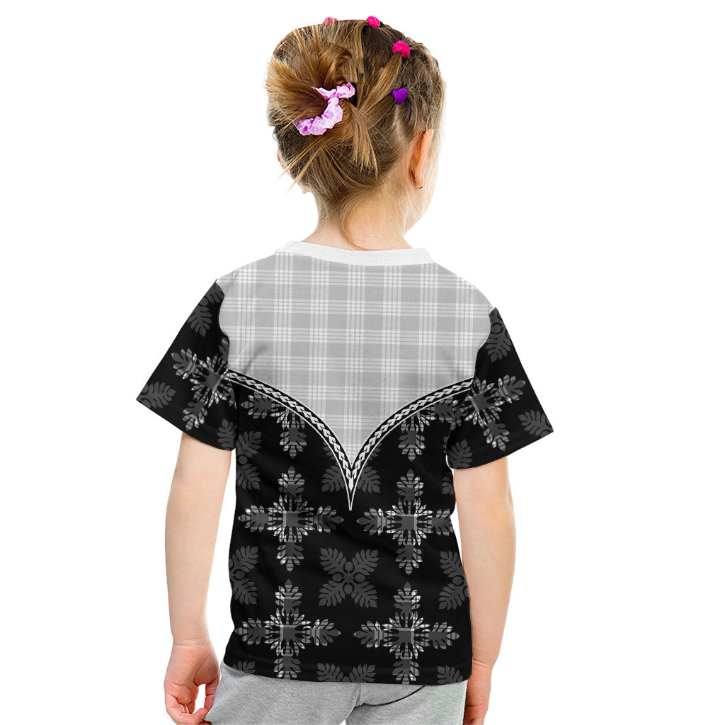 Black Hawaii Paniolo Quilt Motif Kid T Shirt LT05 - Polynesian Pride