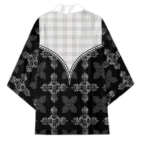 Black Hawaii Paniolo Quilt Motif Kimono LT05 - Polynesian Pride