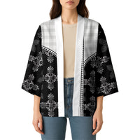 Black Hawaii Paniolo Quilt Motif Kimono LT05 - Polynesian Pride