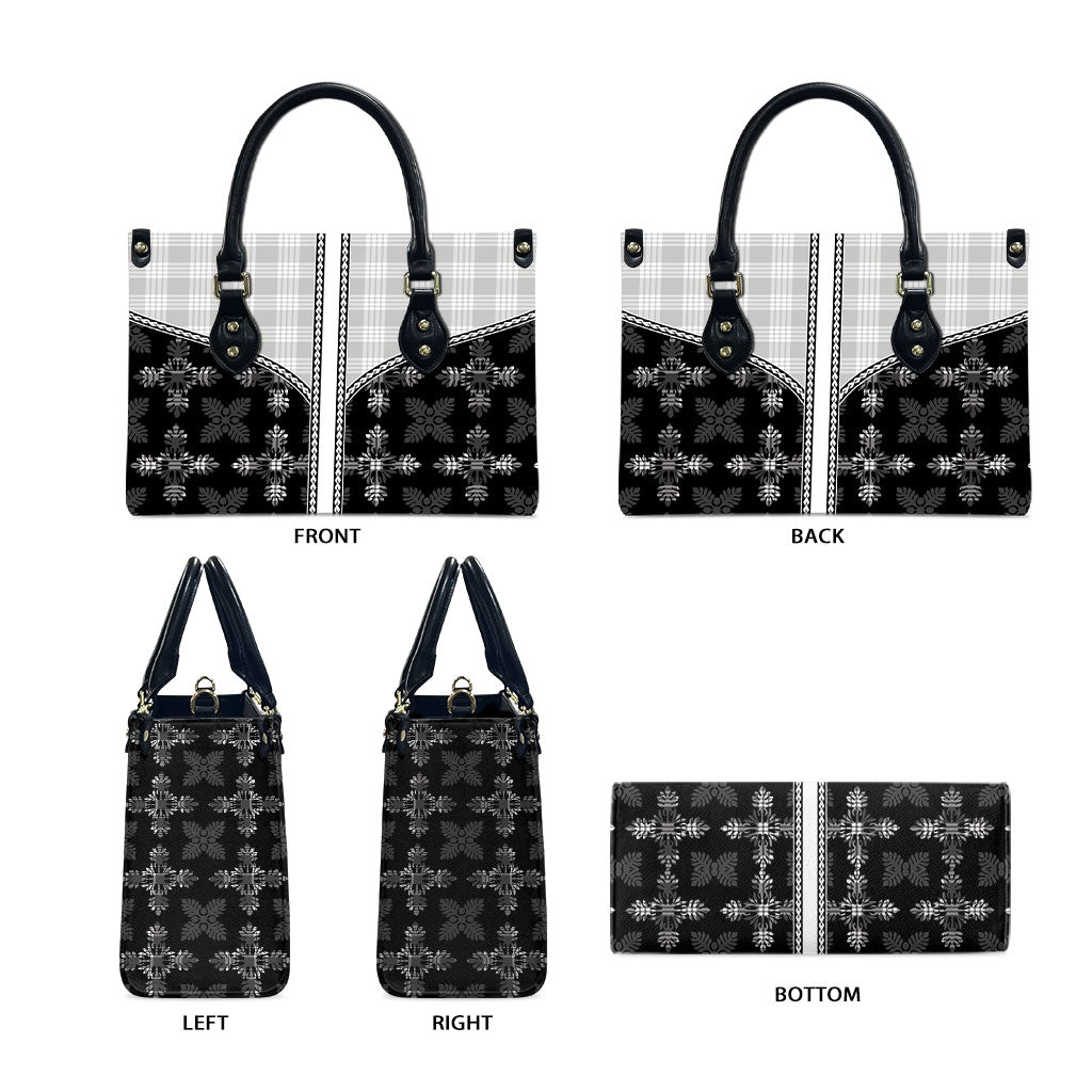 Black Hawaii Paniolo Quilt Motif Leather Bag LT05 - Polynesian Pride