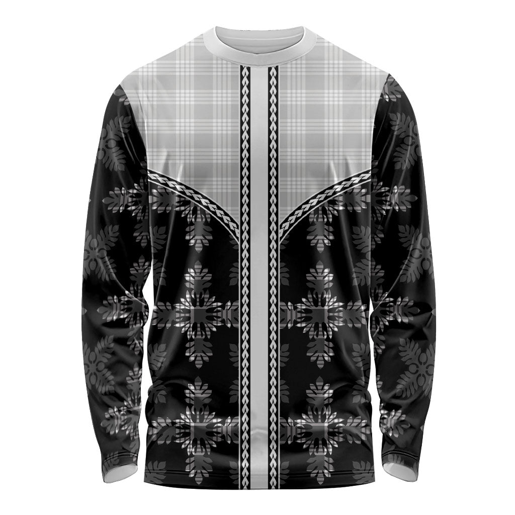 Black Hawaii Paniolo Quilt Motif Long Sleeve Shirt LT05 Unisex Black - Polynesian Pride