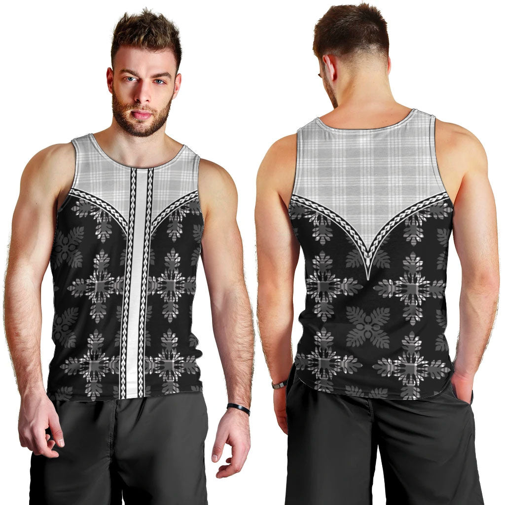 Black Hawaii Paniolo Quilt Motif Men Tank Top LT05 - Polynesian Pride