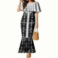 Black Hawaii Paniolo Quilt Motif Mermaid Dress LT05 Women Black - Polynesian Pride
