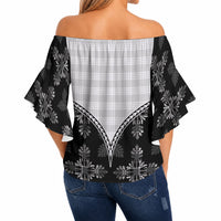 Black Hawaii Paniolo Quilt Motif Off Shoulder Wrap Waist Top LT05 - Polynesian Pride